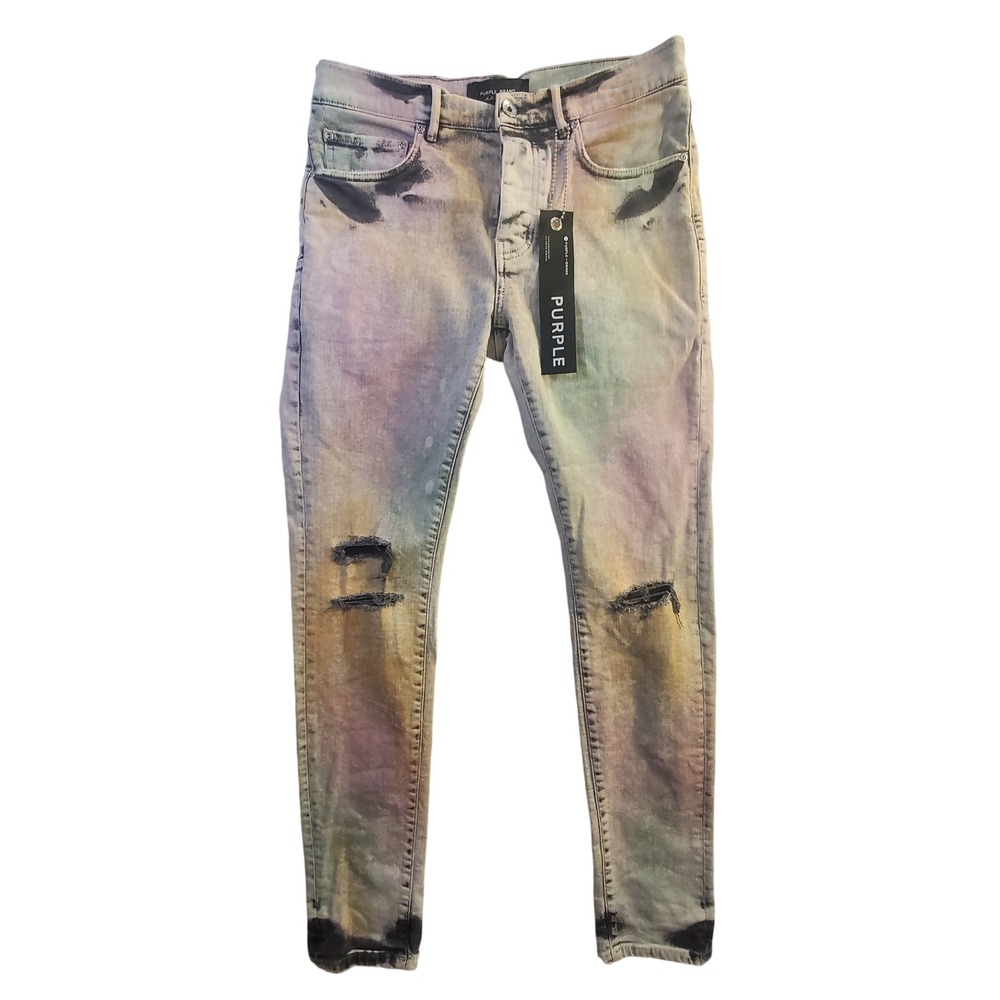 Purple Brand Slim Fit Tie Dye Distressed Jeans P001 Made Italy Mens 31x31 NWT